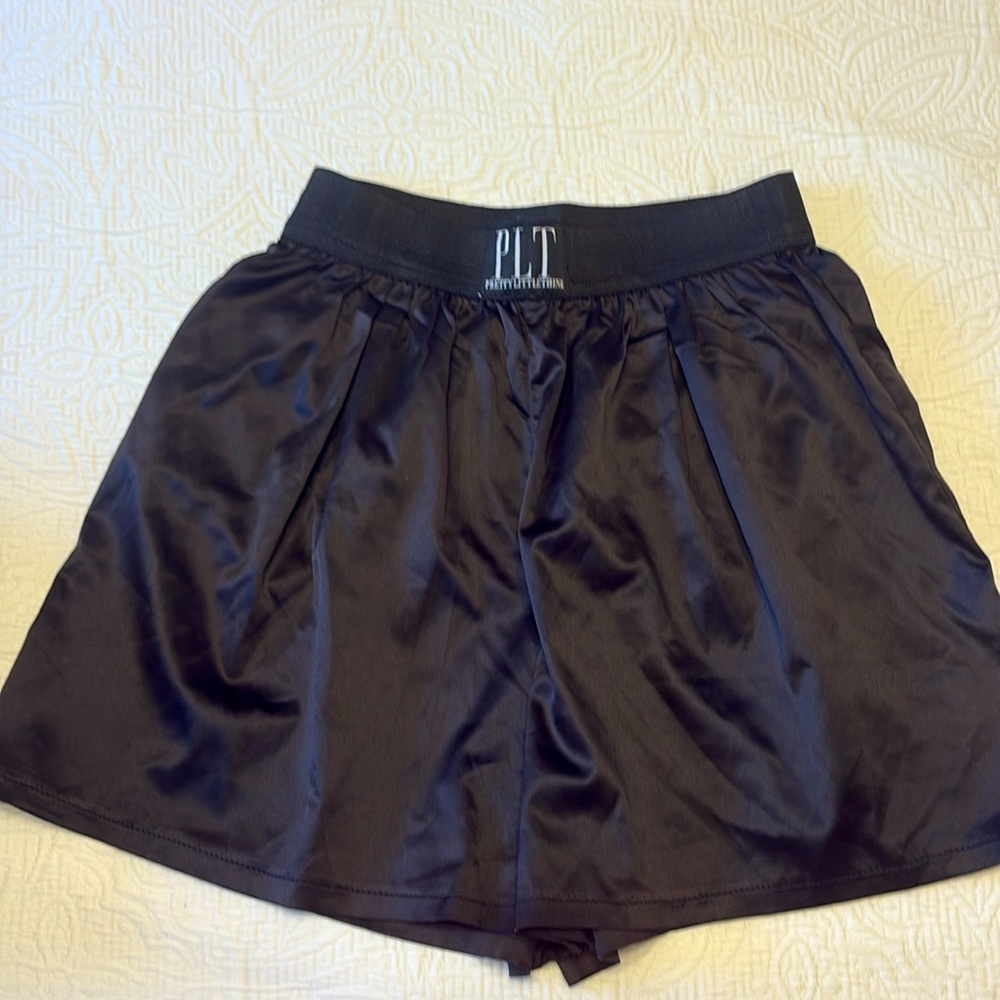 PrettyLittleThing Black Satin Shorts